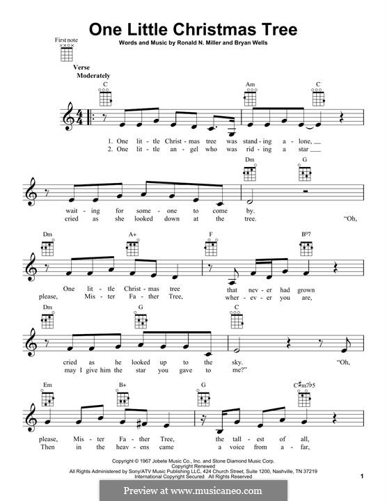 One Little Christmas Tree (Stevie Wonder): Für Ukulele by Bryan Wells, Ronald Miller