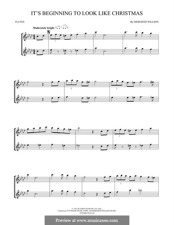 It's Beginning to Look a Lot Like Christmas (Perry Como): Für zwei Flöten by Meredith Willson