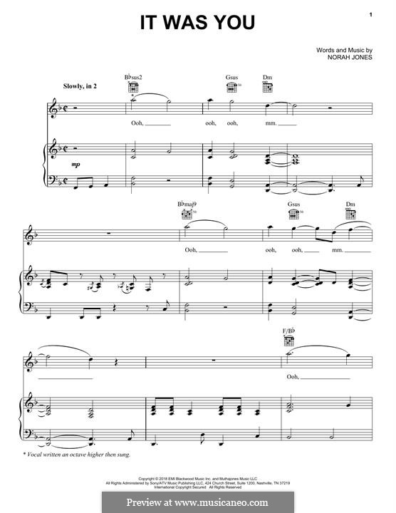 It Was You: Für Stimme und Klavier (oder Gitarre) by Norah Jones