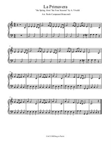 Violinkonzert Nr.1 in E-Dur 'Frühling', RV 269: Movement I, for piano by Antonio Vivaldi