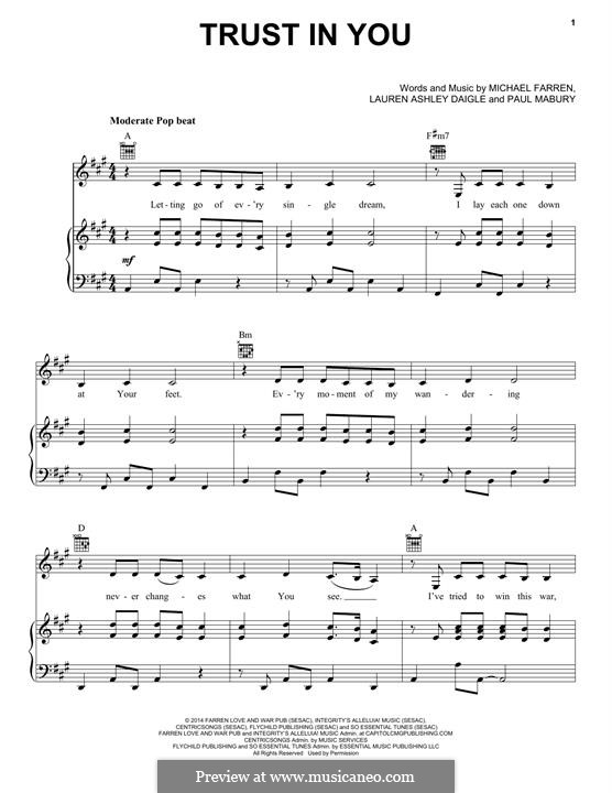 Trust in You: Für Stimme und Klavier (oder Gitarre) by Paul Mabury, Michael Farren, Lauren Daigle