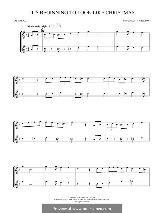 It's Beginning to Look a Lot Like Christmas (Perry Como): For two alto saxophones by Meredith Willson