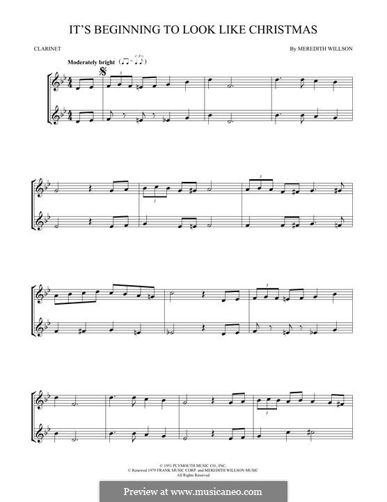 It's Beginning to Look a Lot Like Christmas (Perry Como): Für zwei Klarinetten by Meredith Willson