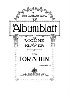 Albumblatt für Violine und Klavier: Partitur by Tor Aulin
