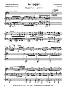 Harlekin für Violine und Klavier, Op.4: For soprano saxophone and piano by Édouard Lalo