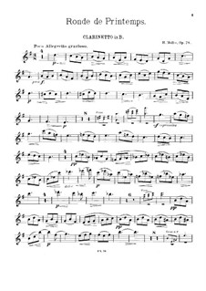 Ronde de Printemps, Op.78: Partitur für Klarinette, Horn in F und Klavier – Klarinettenstimme by Heinrich Molbe