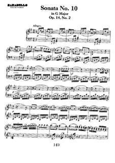 Sonate für Klavier Nr.10, Op.14 No.2: Für einen Interpreten by Ludwig van Beethoven