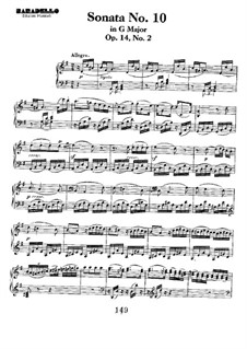 Sonate für Klavier Nr.10, Op.14 No.2: Für einen Interpreten by Ludwig van Beethoven