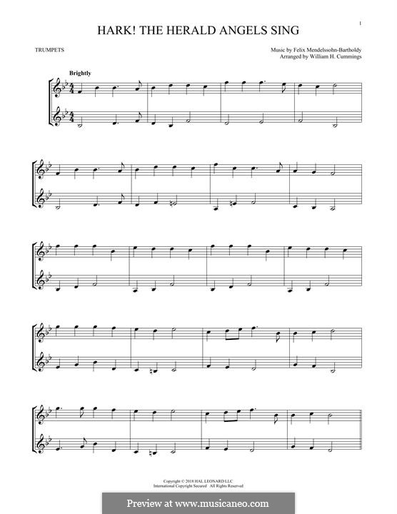 Ensemble version: For two trumpets by Felix Mendelssohn-Bartholdy
