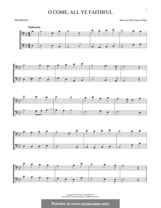 Instrumental version (Printable scores): For two trombones by John Francis Wade