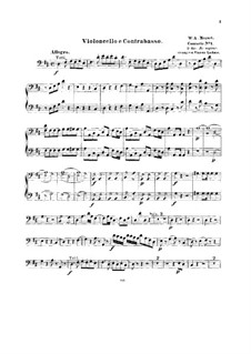 Konzert für Klavier und Orchester Nr.5 in D-Dur, K.175: Bearbeitung für Streichquintett – Cello- und Kontrabassstimme by Wolfgang Amadeus Mozart