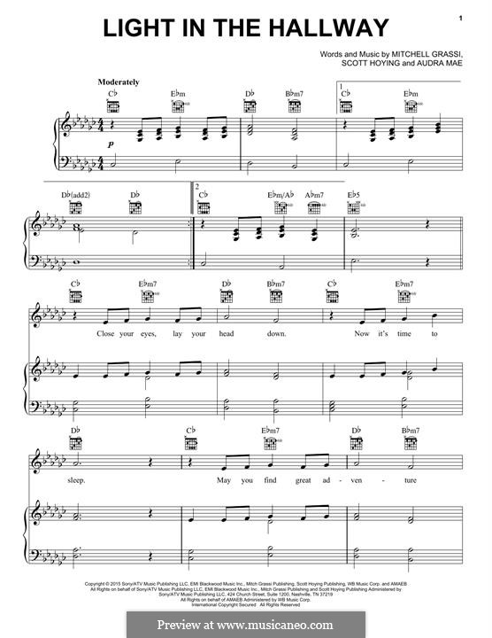Light in the Hallway (Pentatonix): Für Stimme und Klavier (oder Gitarre) by Mitchell Grassi, Scott Hoying, Audra Mae