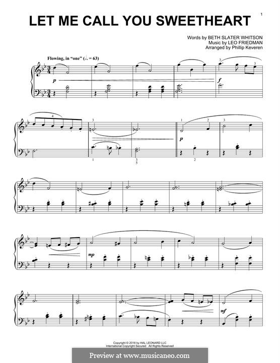 Let Me Call You Sweetheart: Für Klavier by Leo Friedman