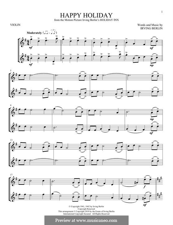 Happy Holiday: Für zwei Violinen by Irving Berlin