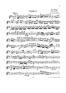 Konzert für Klavier und Orchester Nr.5 in D-Dur, K.175: Bearbeitung für Streichquintett – Violinstimme I by Wolfgang Amadeus Mozart