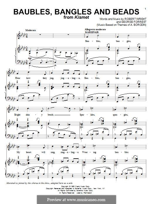 Baubles, Bangles and Beads (Frank Sinatra): Für Stimme und Klavier (oder Gitarre) by George Forrest, Robert B. Wright