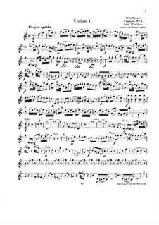 Konzert für Klavier und Orchester Nr.8 in C-Dur 'Lützow-Konzert', K.246: Bearbeitung für Streichquartett – Violinstimme I by Wolfgang Amadeus Mozart