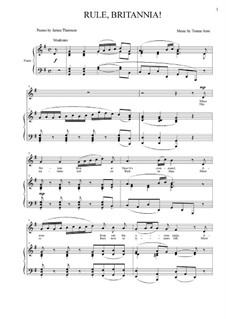Rule Britannia: For baritone and piano by Thomas Arne