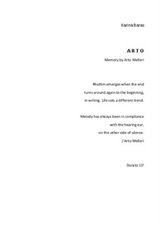 A R T O (Memory by Arto Melleri), Op.64: Flute, clarinet and strings by Karina Baras