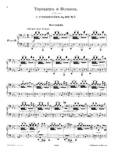 Bal costumé, Op.103: No.7 Toréador et Espagnole, for Two Pianos Eight Hands – Piano II Part by Anton Rubinstein