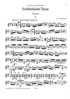 Gotlandska danser (Gottländische Tänze) für Violine und Klavier, Op.23: Solostimme by Tor Aulin