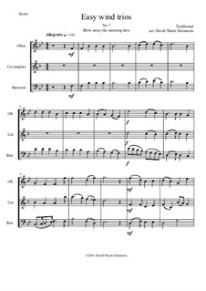 15 easy trios for double-reed trio (oboe, cor anglais, bassoon): No.7 Blow away the morning dew by folklore