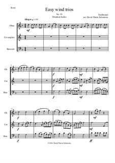 15 easy trios for double-reed trio (oboe, cor anglais, bassoon): No.10 Drunken Sailor by folklore
