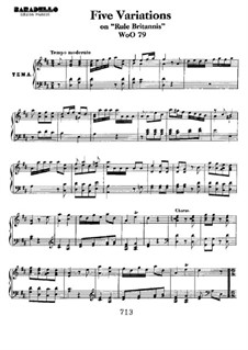 Fünf Variationen über das Lied 'Rule Britannia', WoO 79: Für Klavier by Ludwig van Beethoven