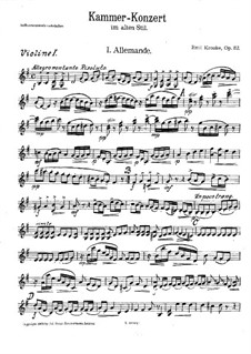 Kammerkonzert im alten Stil für Flöte und Streichorchester, Op.112: Violinstimme I by Emil Kronke