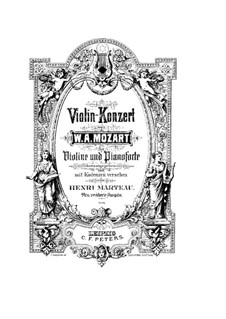 Konzert für Violine und Orchester Nr.3 in G-Dur, K.216: Bearbeitung für Violine und Klavier by Wolfgang Amadeus Mozart