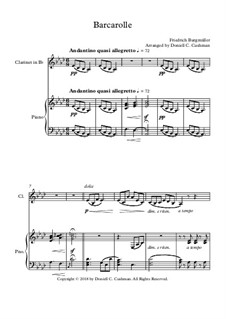 No.22 Barcarolle: Für Klarinette und Klavier by Johann Friedrich Burgmüller