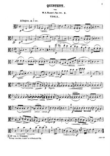Quintett für Klarinette und Streicher in A-Dur, K.581: Bratschenstimme (B-Dur) by Wolfgang Amadeus Mozart