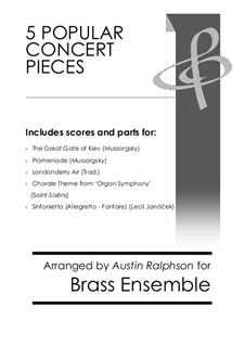 5 Popular Concert Pieces - brass ensemble / 10-piece book: 5 Popular Concert Pieces - brass ensemble / 10-piece book by Leoš Janáček, Camille Saint-Saëns, Modest Mussorgski, folklore