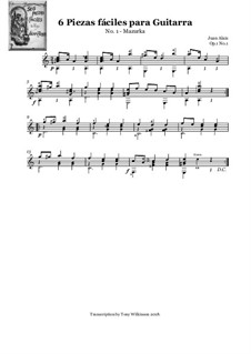 6 Easy Pieces for Guitar, Op.1: 6 Easy Pieces for Guitar by Juan Alais