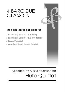 4 Baroque Classics: For flute ensemble or quintet bundle / book / pack by Johann Sebastian Bach, Georg Friedrich Händel, Johann Pachelbel