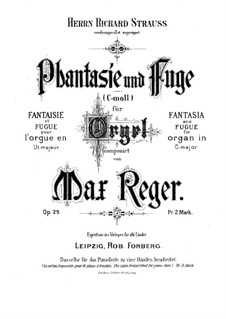 Fantasie und Fuge, Op.29: Für Klavier, vierhändig by Max Reger