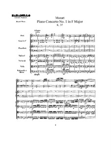 Konzert für Klavier und Orchester Nr.1 in F-Dur, K.37: Vollpartitur by Wolfgang Amadeus Mozart