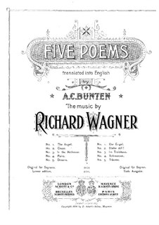 Nr.3 Im Treibhaus: For voice and piano (German and englisch texts) by Richard Wagner