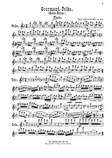 Gourmand-Polka, Op.163: Für Violine, Cello, Flöte, Kornett und Klavier – Flötestimme by Emil Waldteufel