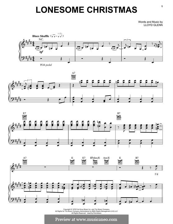 Lonesome Christmas: Für Stimme und Klavier (oder Gitarre) by Lloyd Glenn