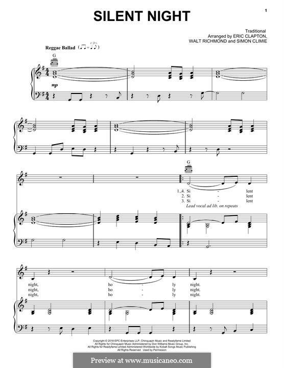 Vocal version: Für Stimme und Klavier (oder Gitarre) by Franz Xaver Gruber