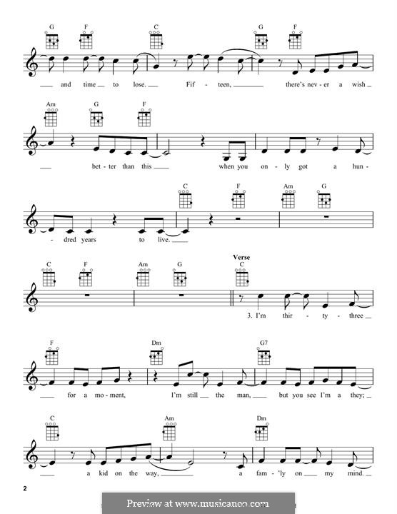 100 Years (Five for Fighting): Für Ukulele by John Ondrasik