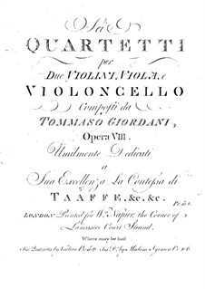 Sechs Streichquartette, Op.8: Violastimme by Tommaso Giordani