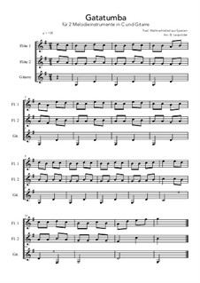 Gatatumba: For melody instrument in C and guitar (G Major) by folklore