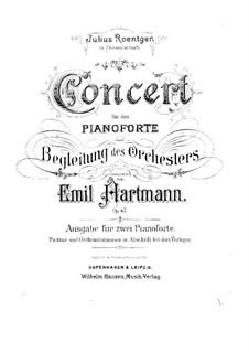 Konzert für Klavier und Orchester in f-Moll, Op.47: Bearbeitung für zwei Klaviere, vierhändig by Emil Hartmann