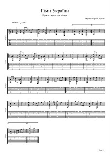 Shche Ne Vmerla Ukraina (Ukrainian National Anthem): Für Gitarre by Mykhailo Verbytskyi