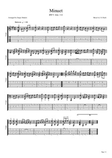 Nr.4 Menuett in G-Dur, BWV Anh.114: Für Gitarre by Johann Sebastian Bach