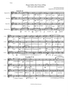 Prayer before the Close of Day: Based on the chant 'Te Lucis ante terminum' - for saxophone quartet by David W Solomons