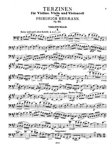 Terzinen für Violine, Bratsche und Cello, Op.25: Cellostimme by Friedrich Hermann