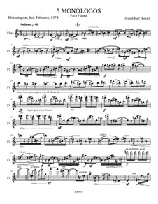 5 Monologos para flauta / 5 Monologues for solo flute: 5 Monologos para flauta / 5 Monologues for solo flute by Joseph Karl Doetsch